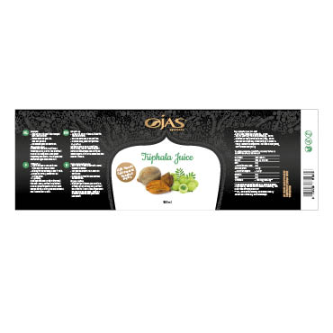 Fles labels voor Triphala en Amla Juice